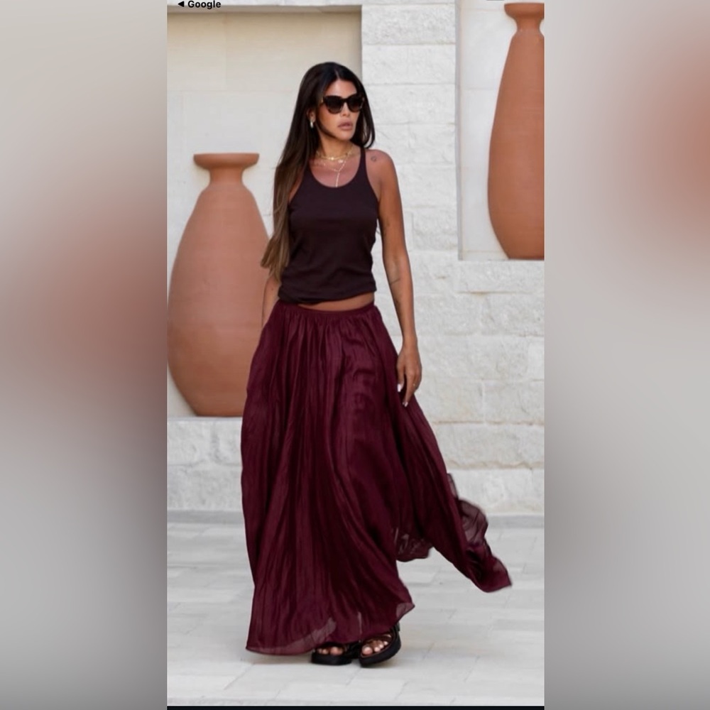 Massimo Dutti Deep Burgundy Maxi Skirt